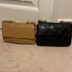 Quilted taupe and black bag